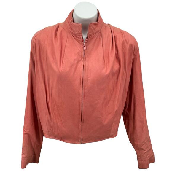 Remy Pleated Leather Jacket Womens SZ S Pink Retro Vintage Barbiecore 80s VTG - Picture 1 of 12